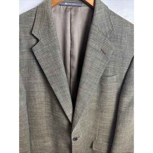 HICKEY FREEMAN WOOL SILK LINEN TAN SPORT COAT Sz 42L Single Breast Two Button - Picture 3 of 15